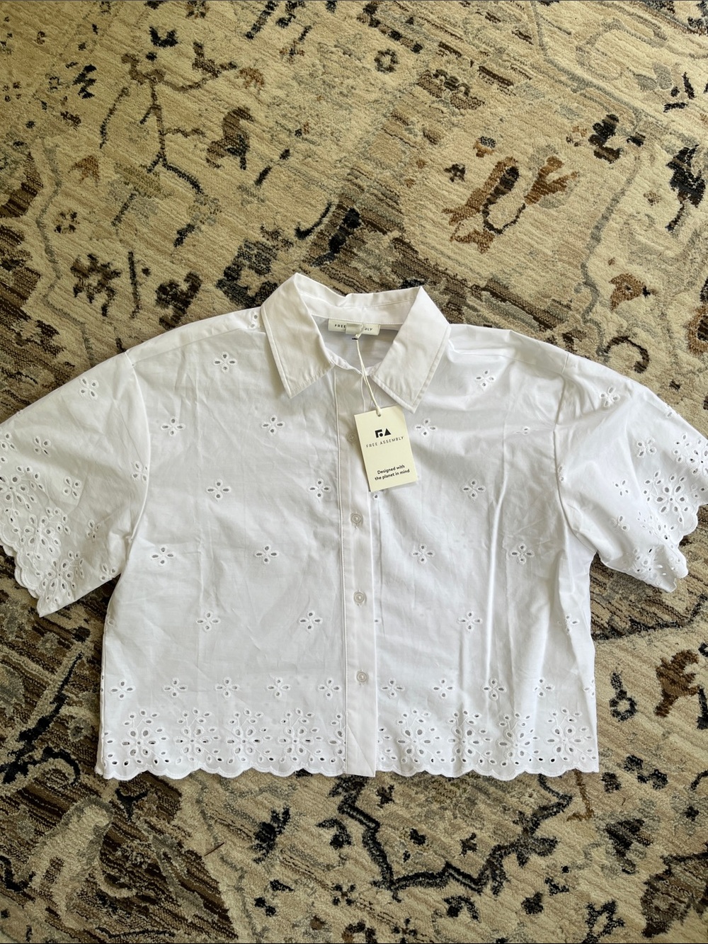 Boxy White Eyelet Top
